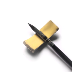 Apoio para pincéis em cerâmica pequeno na cor amarela