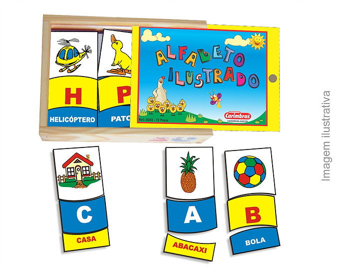 Quebra-Cabeça Alfabeto Ilustrado - Jogo Educativo 52 Peças
