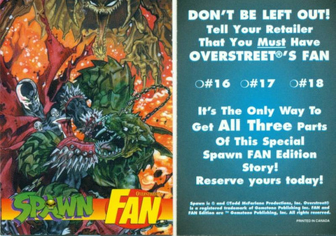 1996 Overstreet Fan Spawn Fan Edition Promo Card