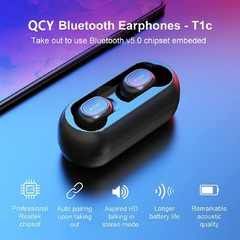 QCY T1C Black Inalámbrico + Bluetooth + IPX4 Deportivo + Aplicación Exclusiva + Siri/Google + Mono/Estereo + 7 hs de Carga con 26hs Totales