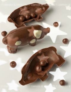 Chanchito de Chocolate con Leche relleno de Cereales bañados en chocolate