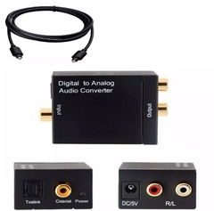 Kit 10 Conversor de Áudio Som Digital Para Analógico + 10 Cabo Óptico Com Fonte