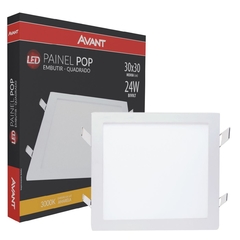 Pct 02 Painel Plafon de LED de EMBUTIR 25w/24w Quadrado 30x30 Branco Quente