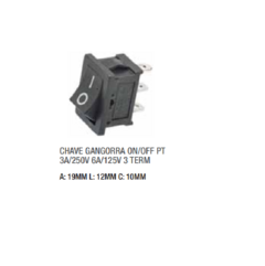 Chave Gangorra 3T On/off Tic Tac 3A/250V 6A/125V Liga Desliga 19mm x 12mm x 10mm Cód. 16.1.093 - comprar online