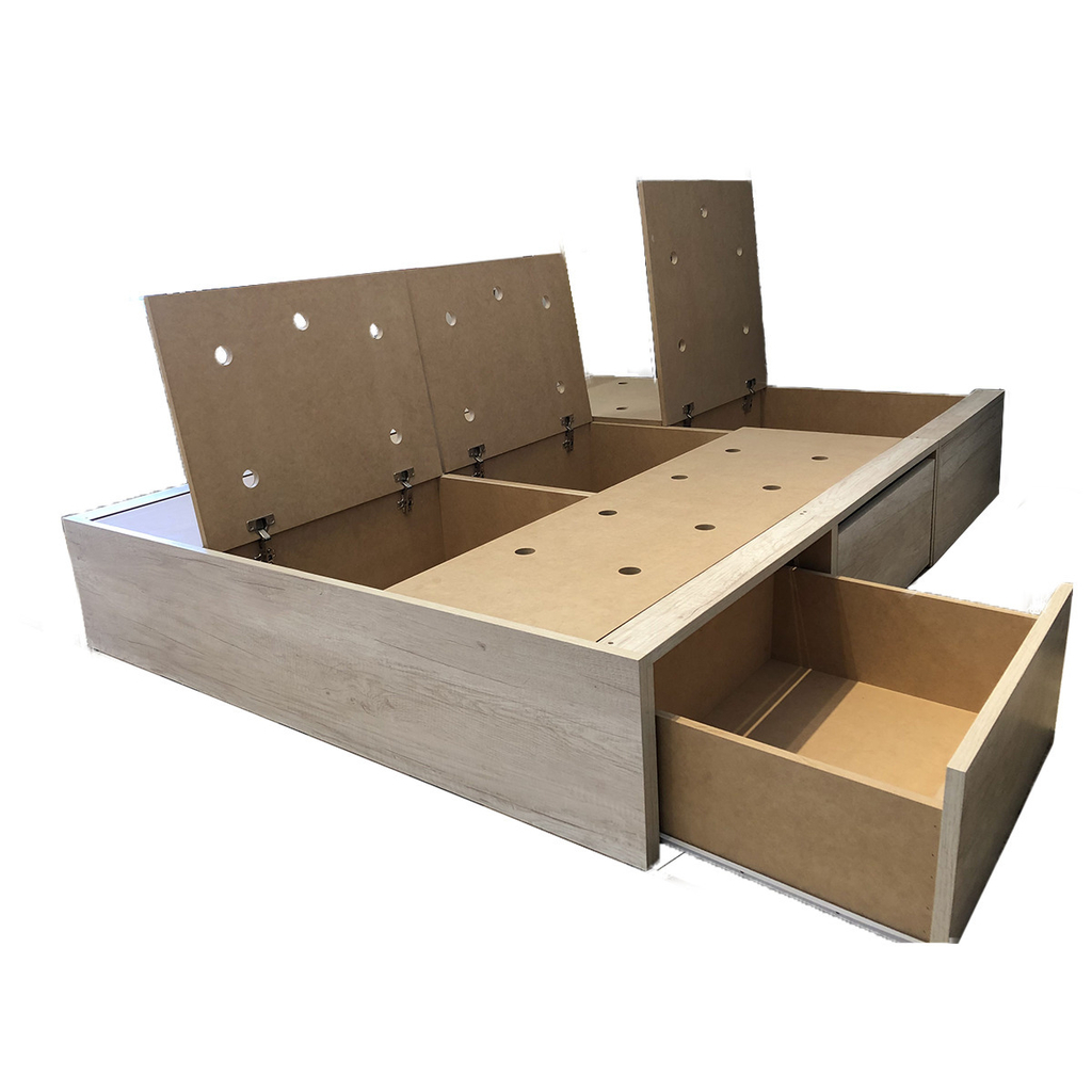 Cama con Cajones 2 Plazas y Media 160x190 Melamina ROHI Sommiers