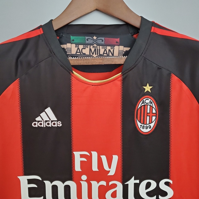 Camisa Milan Home Retrô 10/11 Torcedor Adidas Masculina - Vermelho + Preto