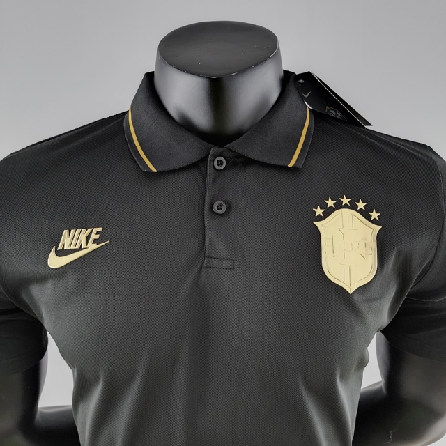 Camisa Seleção Brasil Polo Preto 22/23 Nike Masculina Por R$ 169,90
