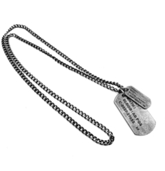Collar doble Chapa de Identificación Metal Plata Vieja en internet
