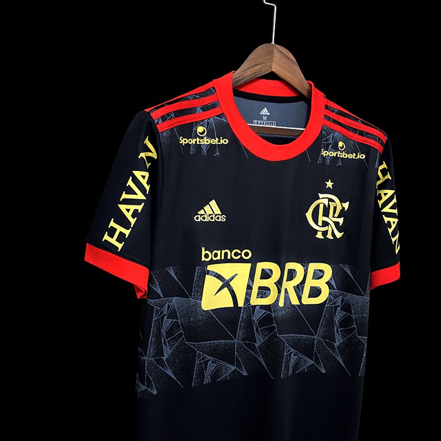 Camisa Flamengo 21/22 Torcedor Adidas Masculina - Preta Todos Patrocínios