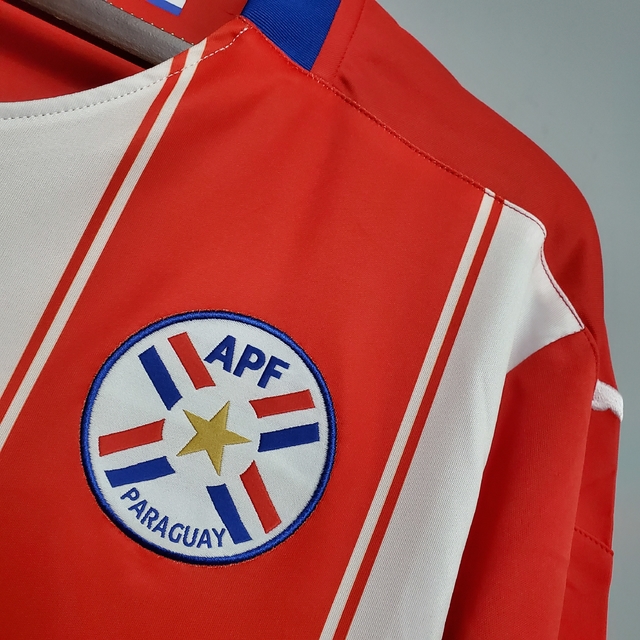 Camisa Seleção do Paraguai I 20/21 - Masculina - modelo Torcedor - Vermelha  e Branca