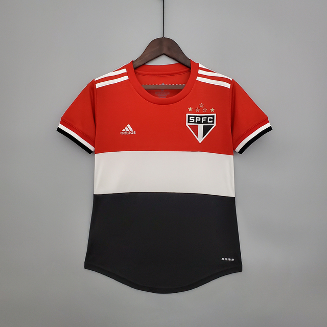 Camisa São Paulo FC III 21/22 - Feminina - Vermelha e Preta