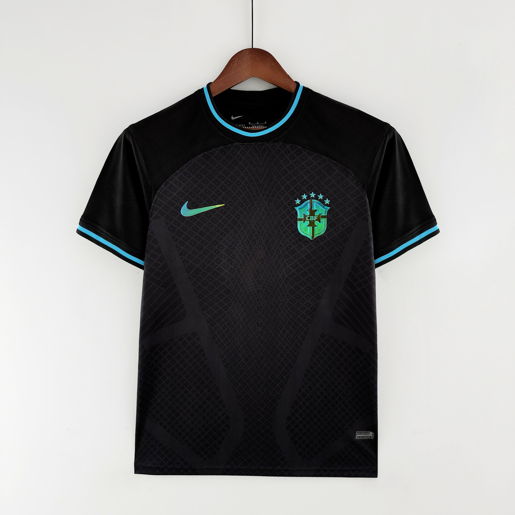 Camisa de Time Brasil Concept Preta+Azul 2022 | Farda de Boleiro