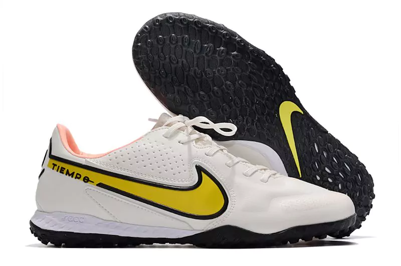 Chuteira Society Nike Tiempo Legend 9 Elite Branca e Amarelo | Farda