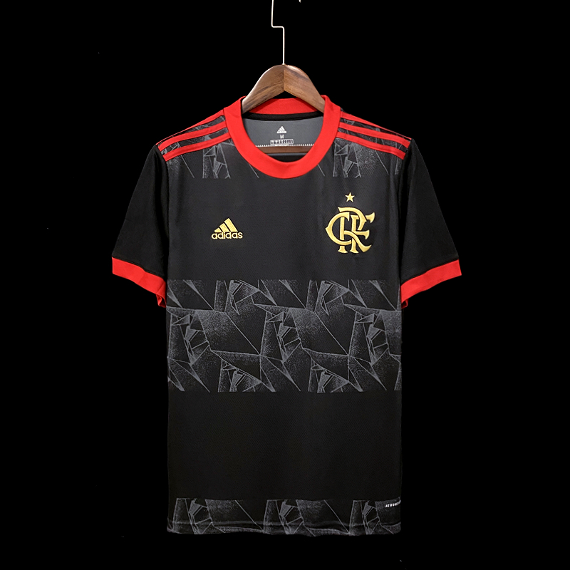 Camisa Flamengo III 21/22 Torcedor Adidas Masculina - Preto + Vermelho