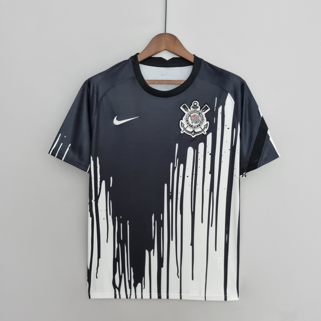 Camisa Corinthians Pré-Jogo 22/23 Torcedor Nike Masculina - Preto e Branco