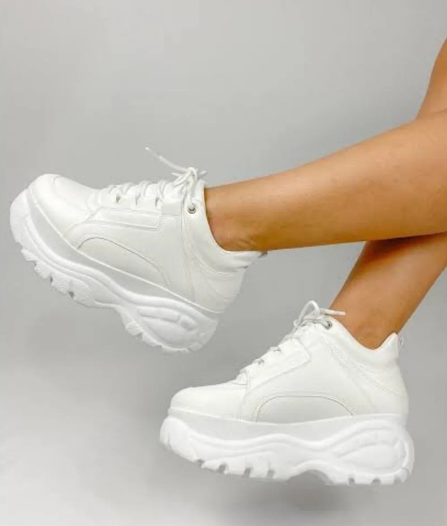 zapatillas mujer plataforma alta urbanas moda chunky zapatillas tamy blanco