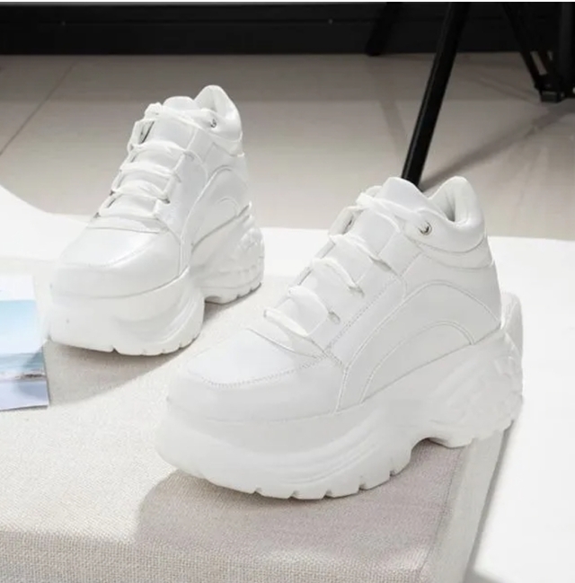 zapatillas mujer plataforma alta urbanas moda chunky zapatillas tamy blanco