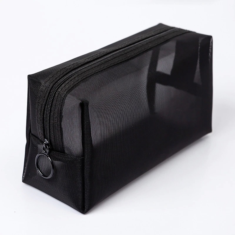 black mesh makeup bolsa