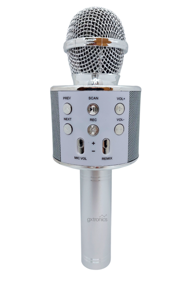 Microfono Karaoke Bluetooth Parlante Efectos De Voz Niños Plateado