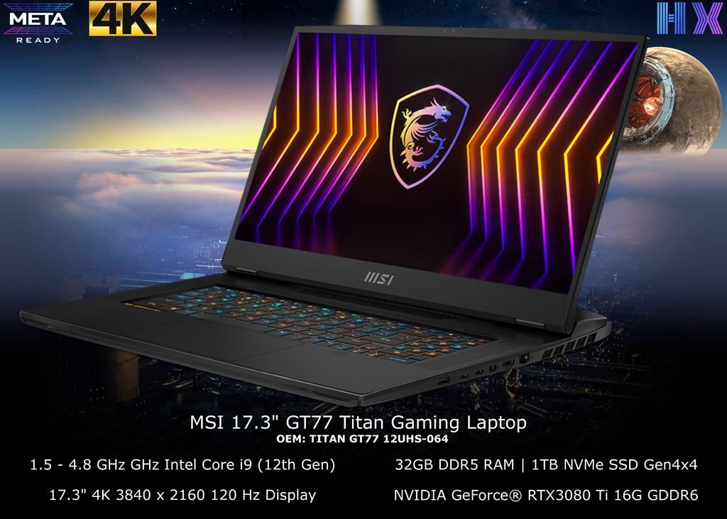MSI 17.3" GT77 Titan Gaming Laptop l 16 Cores CPU l Meta Universe Ready ...