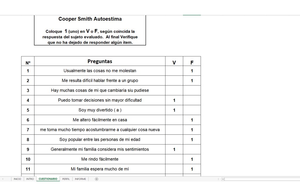 Inventario De Autoestima De Coopersmith 25 Items www.psiconube.cl