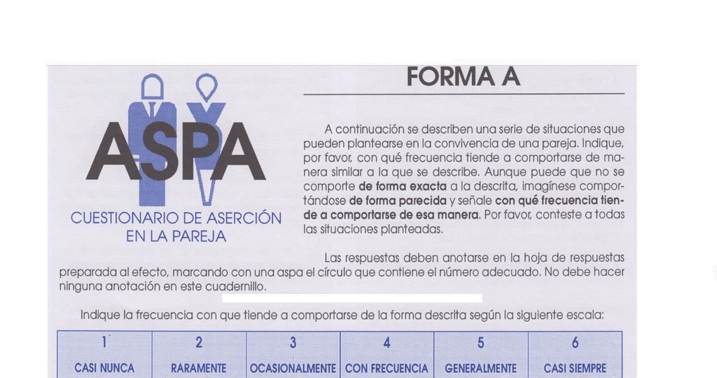 Test Aspa Cuestionario De Aserción En La Pareja