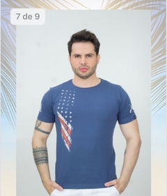 Camiseta Masculina EC Company EUA Bandeira azul - comprar online