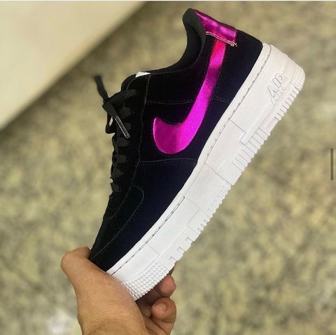 air force holografico branco rosa glitter