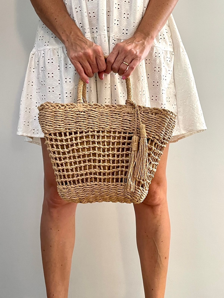 Cartera rafia tipo canasta (Beige) - Comprar en Kenia