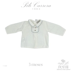 Conjunto camisa crema con peto azul clarito de lana 3 meses Pili Carrera - comprar en línea