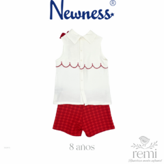 Conjunto 2 piezas blusa blanca y short rojo 8 años Newness - comprar en línea