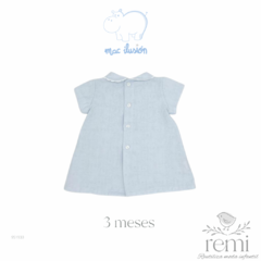 Vestido azul con listón y detalles blancos 3 meses Mac Ilusión - comprar en línea