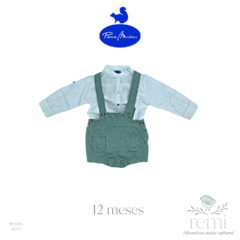 Conjunto Peto de pana verde con camisa de lino 12 meses Patricia Mendiluce