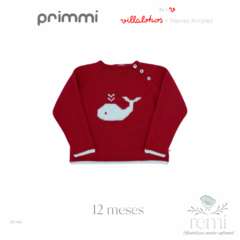 Conjunto short de pana azul marino y suéter rojo ballena 12 meses Primmi + Villalobos Nieves Álvarez - comprar en línea