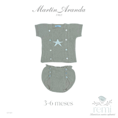 Conjunto de punto café claro con estrella 3-6 meses Martin Aranda