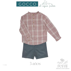Conjunto camisa de cuadros rosas y beige con short de pana gris 3-4 años camisa y 3 años short Gocco y Al Agua Patos