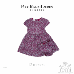 Vestido fucsia con florecitas blancas 12 meses Polo Ralph Lauren