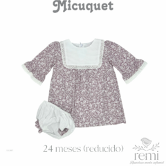 Vestido lila con flores blancas incluye cubre pañal 24 meses (reducido) Micuquet
