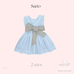 Vestido blanco con cinturón beige 2 años Sario - comprar en línea