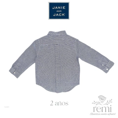 Camisa líneas azules y blancas acabado lino 2 años Janie and Jack - comprar en línea