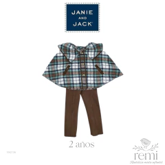 Conjunto 3 piezas leggings de pana café, leggings verdes y poncho 2 años Janie and Jack en internet