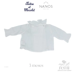 Conjunto peto gris con camisa de manta de cielo blanca 3 meses Nanos y Tartine et Chocolat - REMI