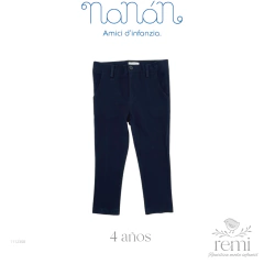Conjunto pantalón azul pique y camisa de lino café 4 años Nanán y Kiwi St Tropez - comprar en línea