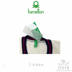 Suéter blanco cuello en V con azul marino y rojo 3-4 años Benetton en internet