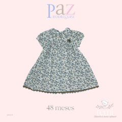 Vestido de pana con flores grises y cafés 48 meses Paz Rodríguez