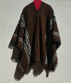 Poncho pesado en lana natural