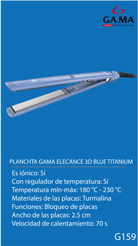 PLANCHITA GA.MA ITALY BLUE 3D TITANIUM - Planeta Hogar