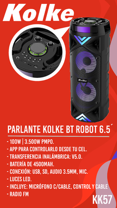 PARLANTE KOLKE BLUETOOTH ROBOT 6.5´ en internet