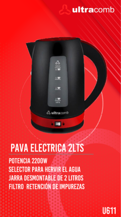 PAVA ELCTRICA PLçSTICA 2L ULTRACOMB - comprar online
