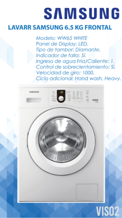 LAVARROPAS SAMSUNG 6.5KG FRONTAL BLANCO